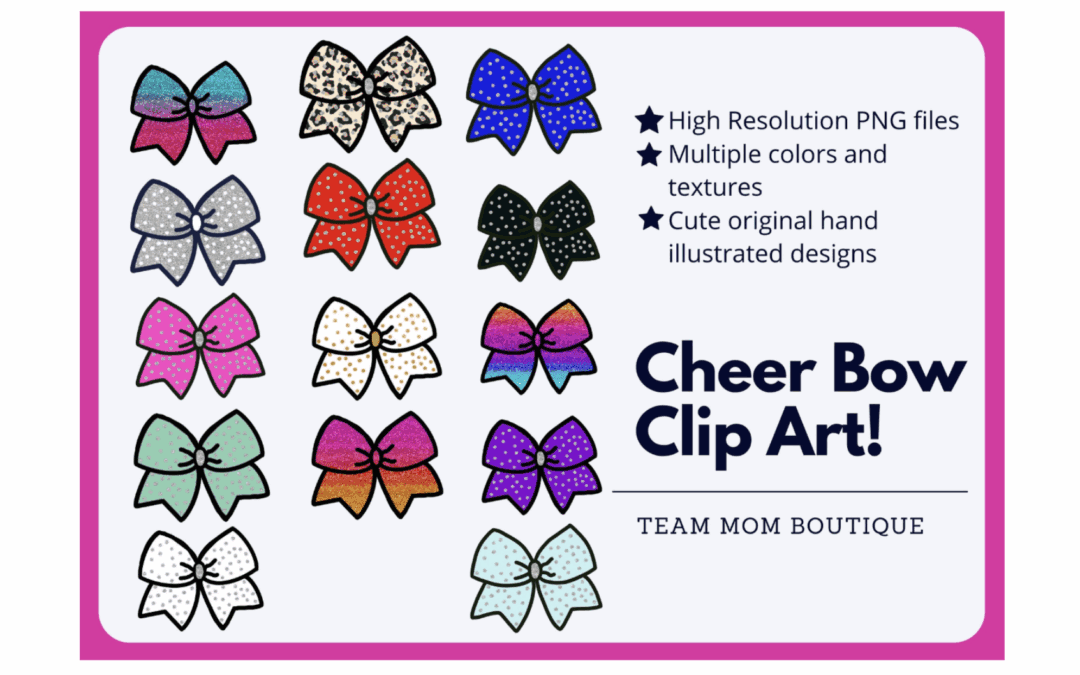 Cheer Bow Clip Art | Cheer PNG files | Sparkly Cheer Bows